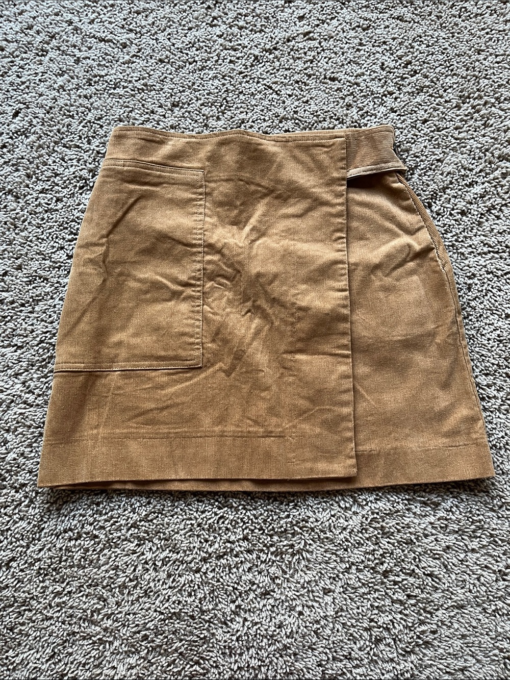 HYFVE Tan Corduroy Wrap Mini Skirt Size Medium High Waist Back Zip